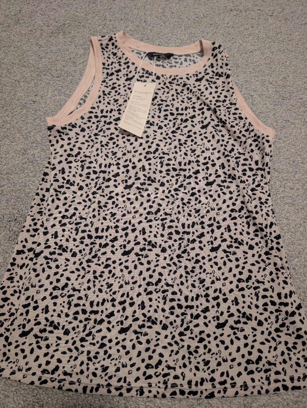 Light Pink Tank Top with Black Spot Print - Small Nwt